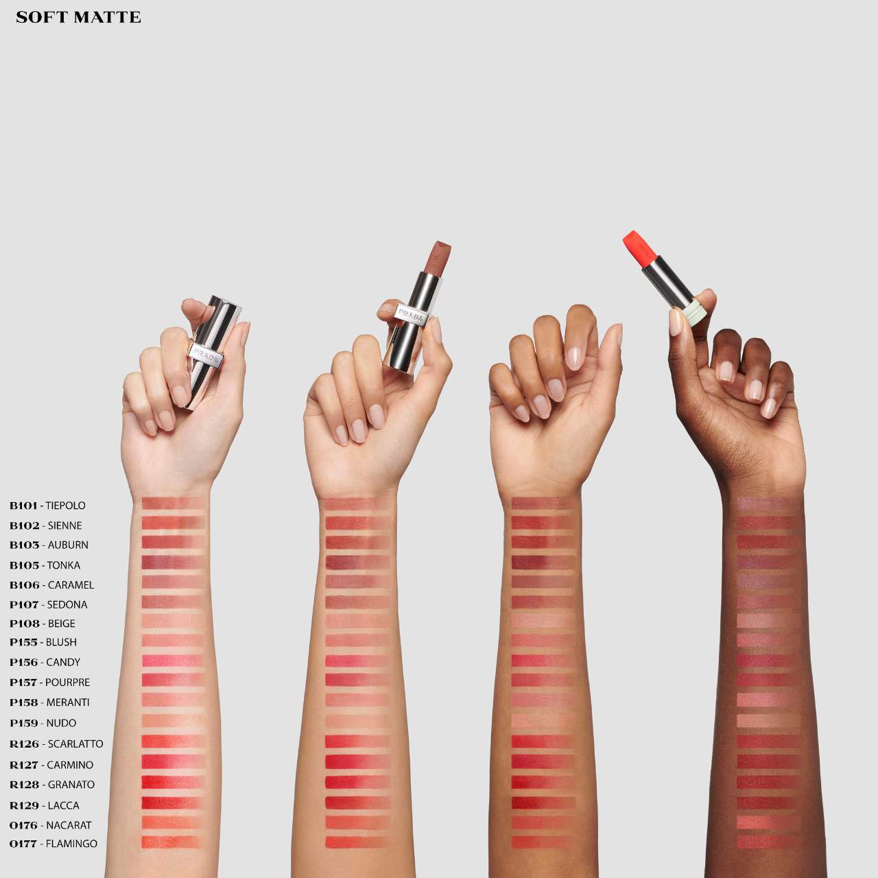 Помада Prada Monochrome Soft Matte Blur Lipstick у відтінку B101 TIEPOLO Помада Prada Monochrome Soft Matte Blur Lipstick у відтінку B101 TIEPOLO